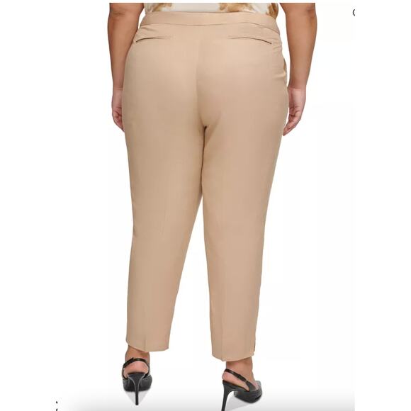 Calvin Klein Linen Tapered Ankle Dress Pants | Women Plus 22W, Khaki NEW $109 - Picture 3 of 11